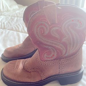 Ariat western leather pink tan boots size 8.5